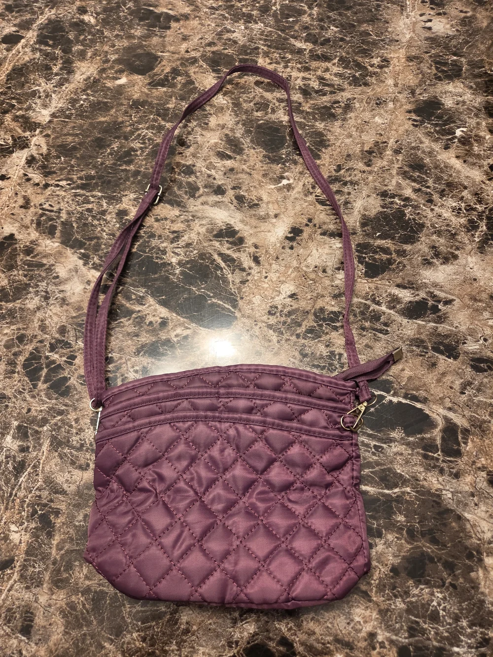 Plum Quilted Crossbody Purse